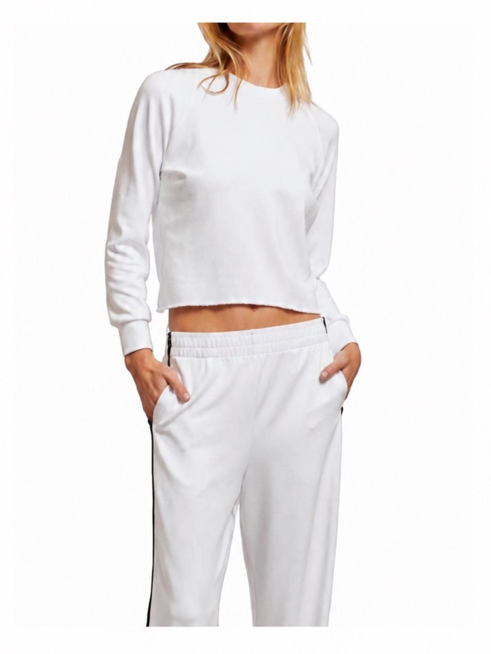 PERFECTWHITETEE Blair Travel Fitted Raglan Sweatshirt Custom Crop Small